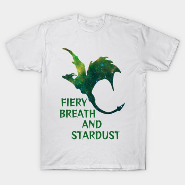 Emerald Green Starry Night Sky Galaxy - Fiery Breath And Stardust T-Shirt by Courage Today Designs